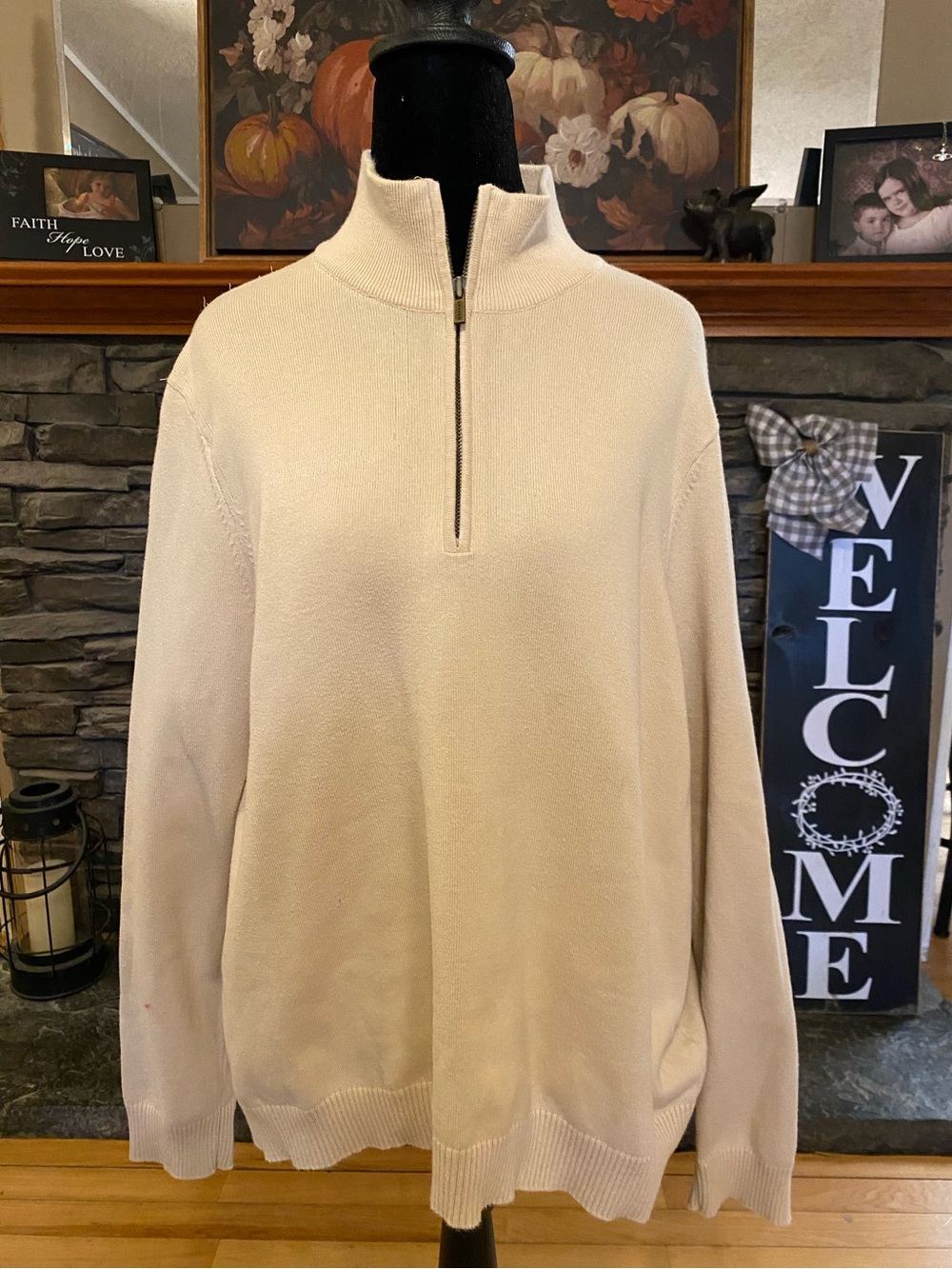 Lauren Ralph Lauren Cream Quarter Zip Equestrian Sweater